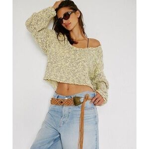 Free People Firefly Pullover oversized knit sweater relaxed scoop neck Medium